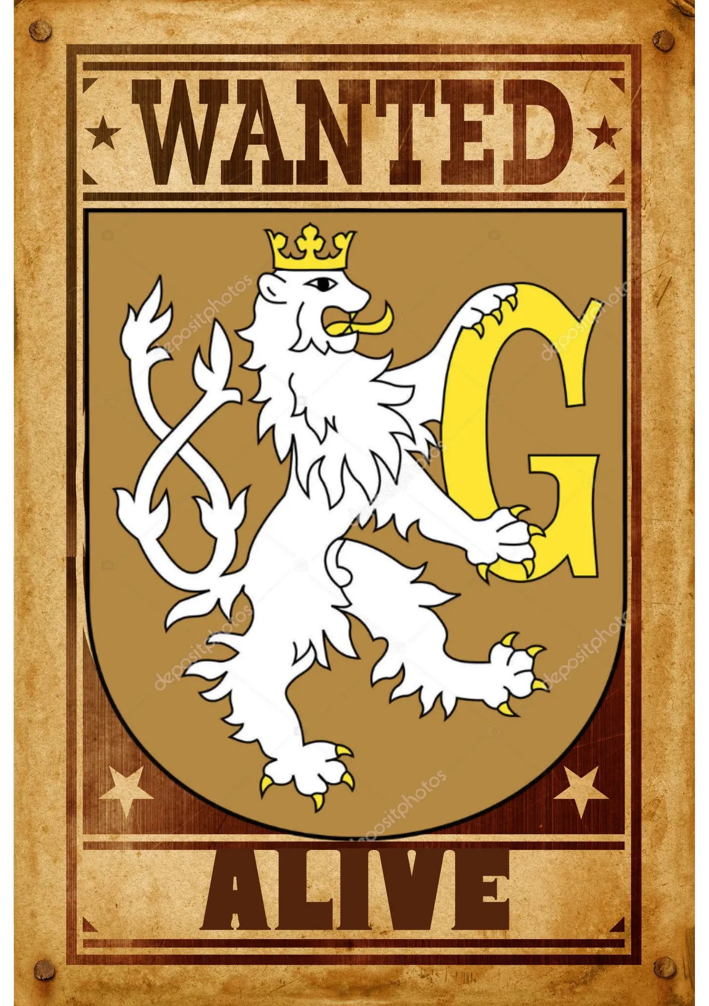 Plakát s Hradeckým lvem a nápisem 'Wanted'