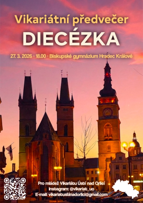 Plakátek s informacemi o PředDiecézku vikariátu Ústí nad Orlicí.